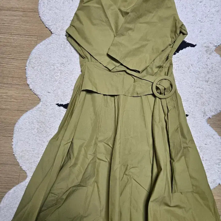 [BUNJANG] Khaki Flare Belt Dress / 카키색 플레어 벨트 원피스