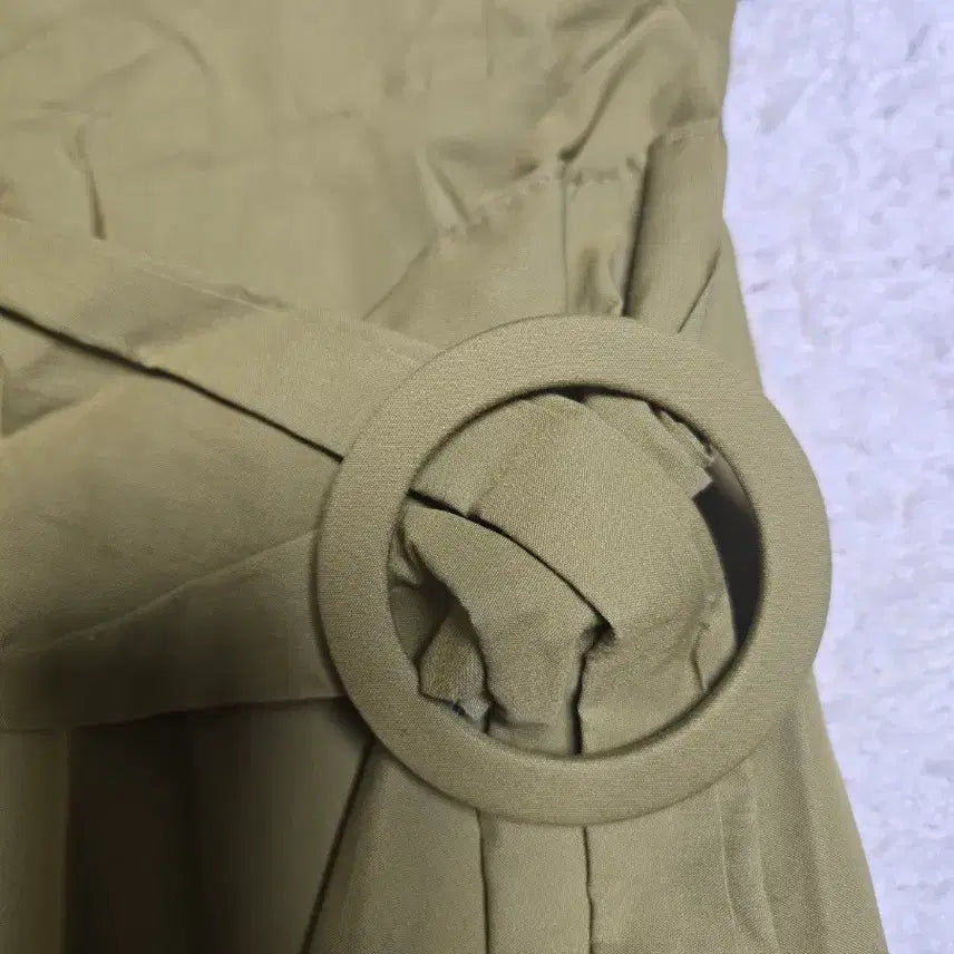 [BUNJANG] Khaki Flare Belt Dress / 카키색 플레어 벨트 원피스