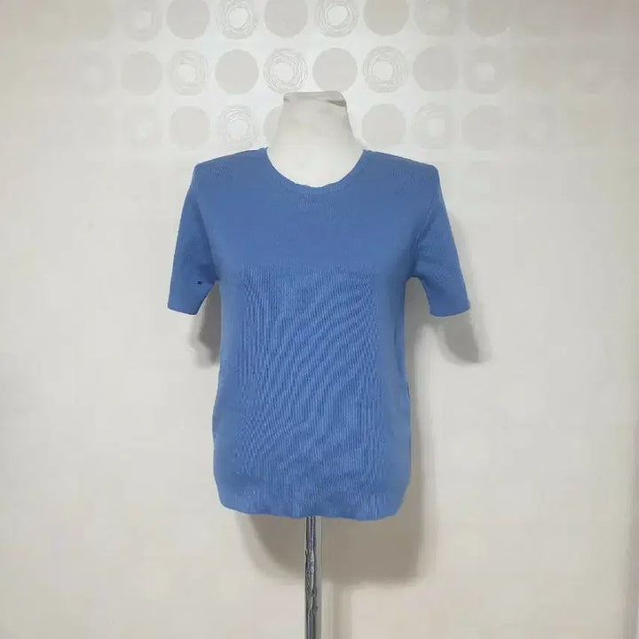 [BUNJANG] Short Sleeve Knit T-Shirt - Blue / 새것/반팔니트66/니트66/반팔티66/티셔츠66