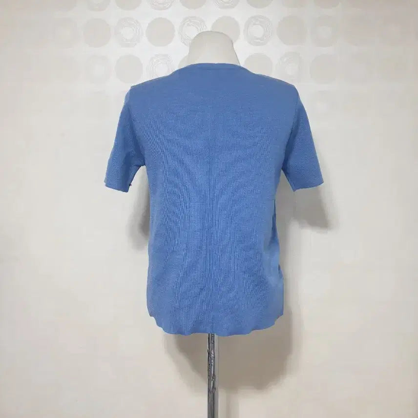[BUNJANG] Short Sleeve Knit T-Shirt - Blue / 새것/반팔니트66/니트66/반팔티66/티셔츠66