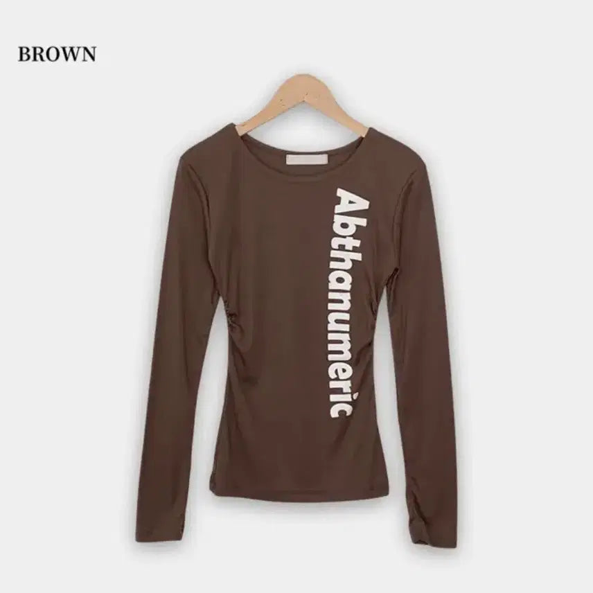 [BUNJANG] Avely Side Shirring Lettering Long Sleeve T-shirt / (새상품/원가판매) 에이블리 옆셔링 레터링 긴팔 티셔츠