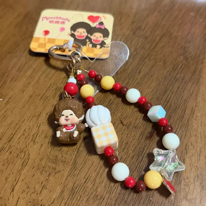 [BUNJANG] Monchhichi Beaded Charm Phone Strap / 몬치치비즈키링