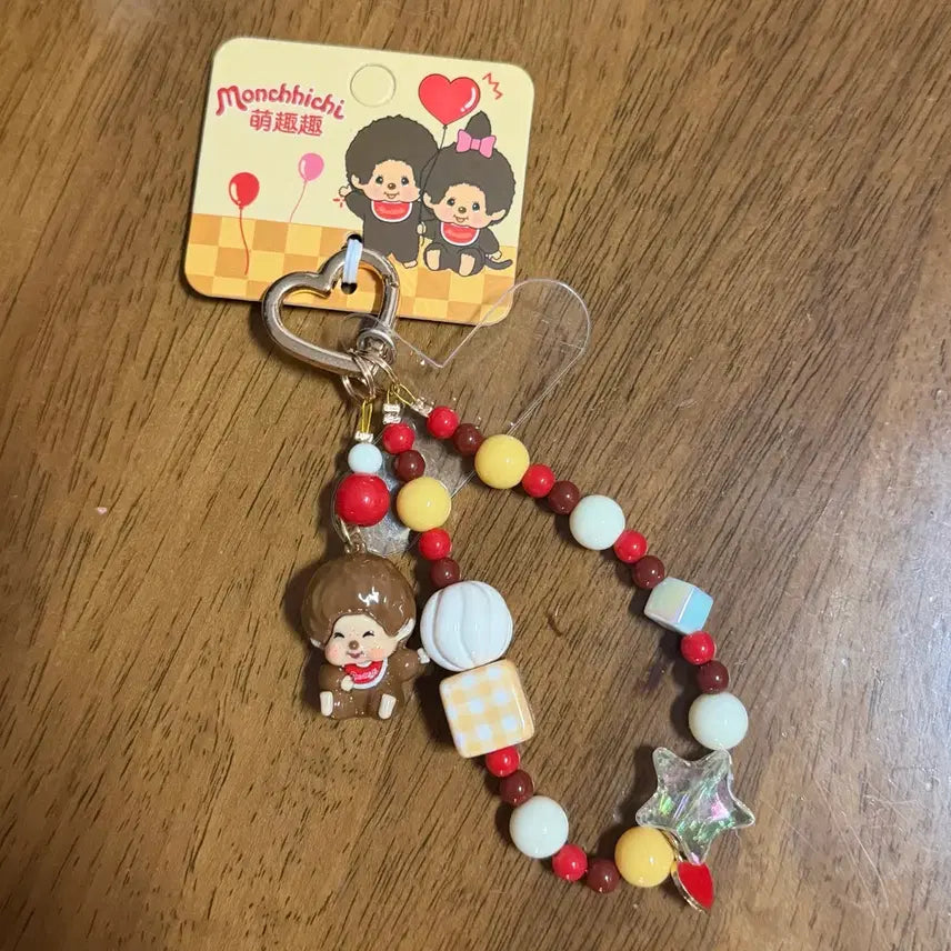 [BUNJANG] Monchhichi Beaded Charm Phone Strap / 몬치치비즈키링