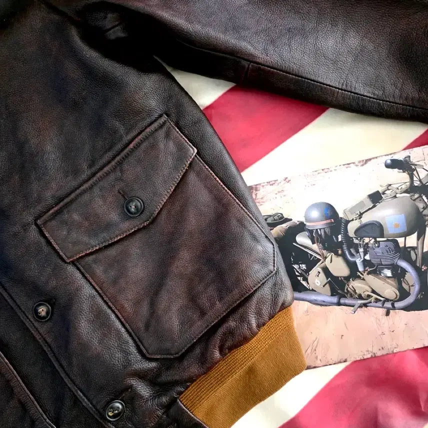 [BUNJANG] A1 Flying Cowhide Leather Jacket / A1플라잉소가죽자켓