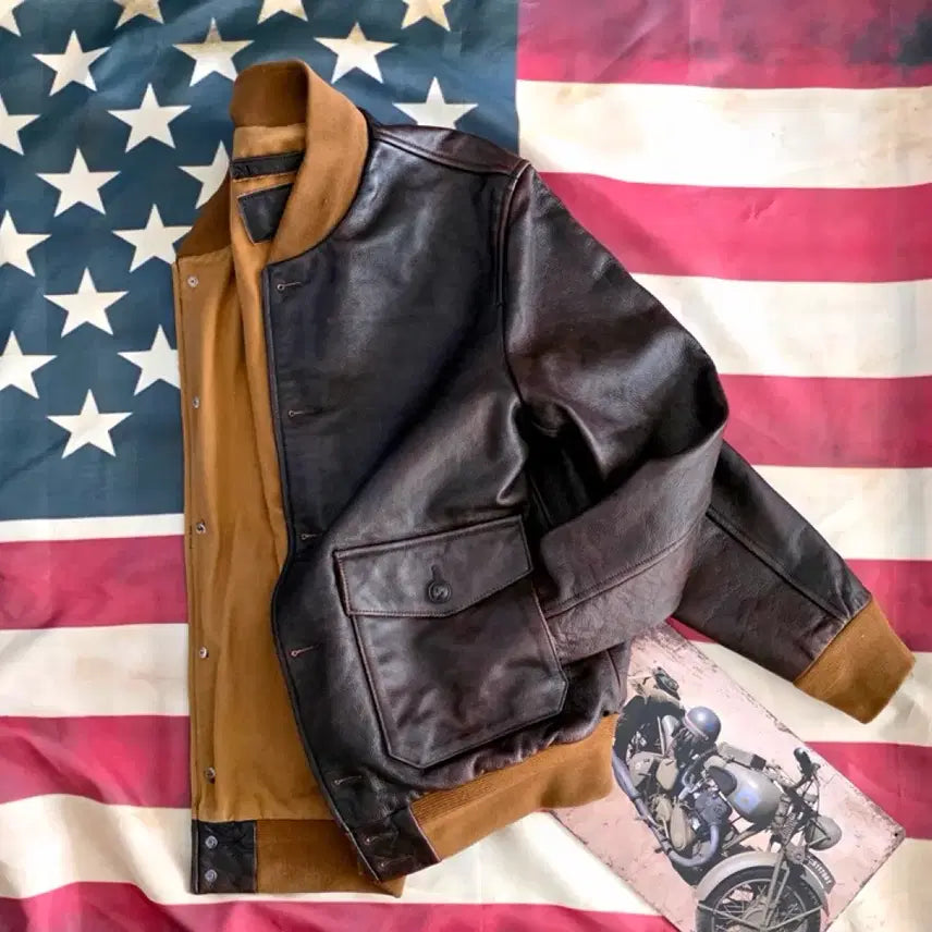 [BUNJANG] A1 Flying Cowhide Leather Jacket / A1플라잉소가죽자켓