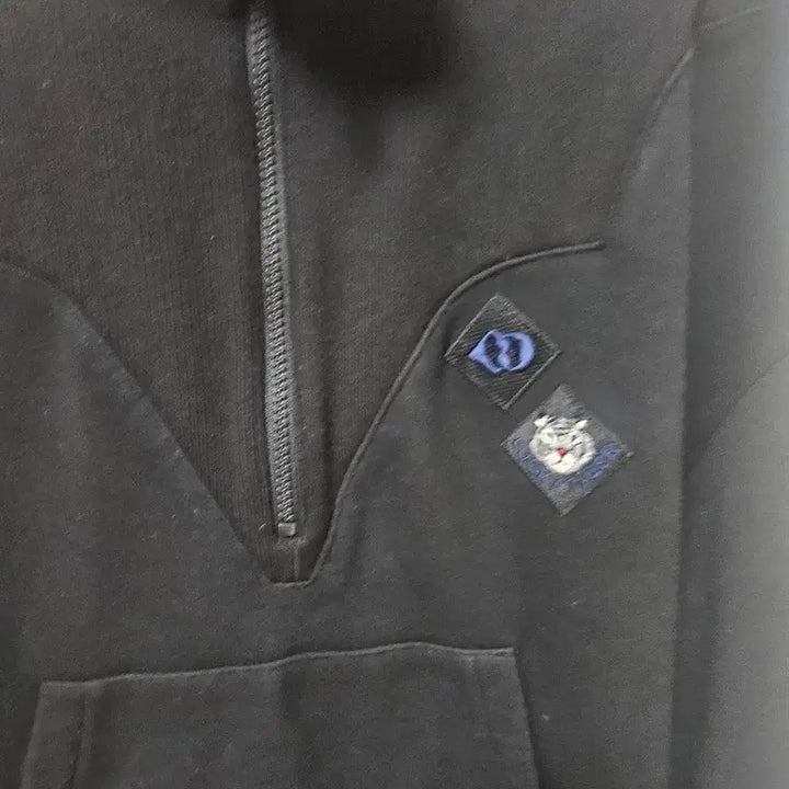 [BUNJANG] Lucky Chouette Half-Zip Black Sweatshirt / 럭키슈에뜨 블랙 하프집업 맨투맨