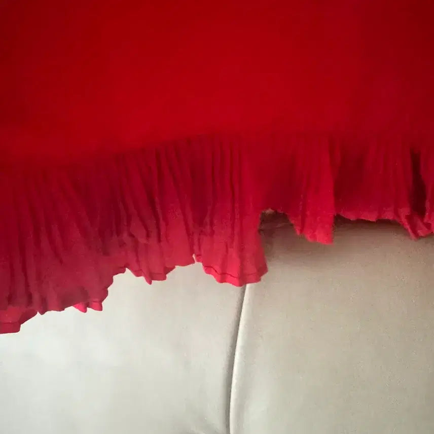 [BUNJANG] Red Frill Dress/Blouse / C 빨간색 프릴 원피스겸 블라우스