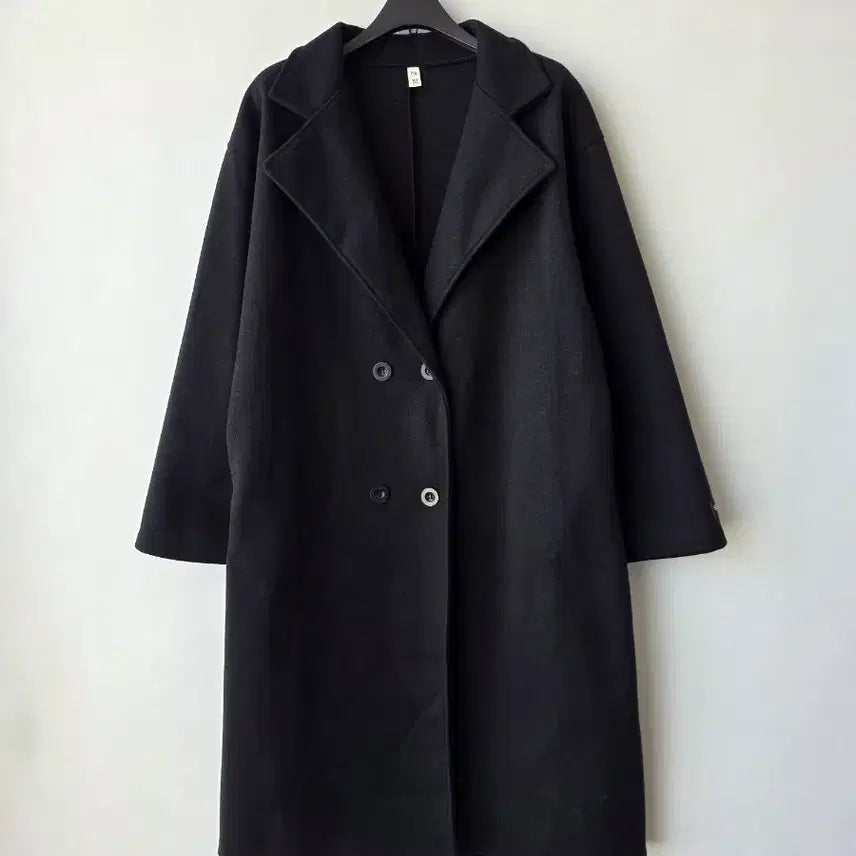 [BUNJANG] Black Wool Coat / 44-마른66)블랙 간절기 모직코트/새제품