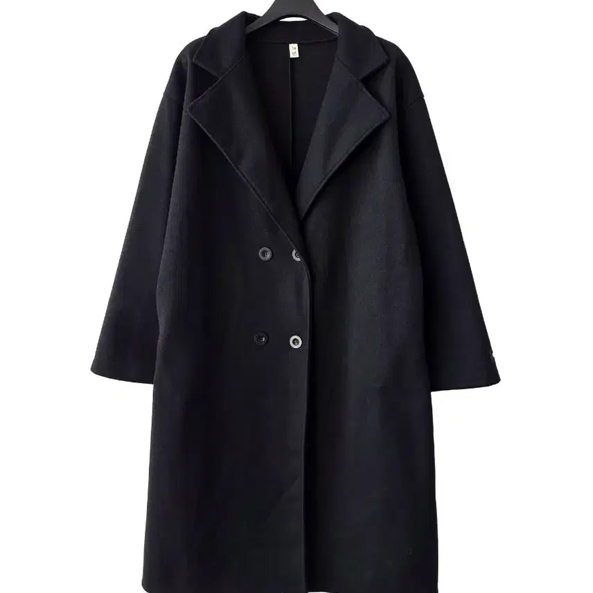 [BUNJANG] Black Wool Coat / 44-마른66)블랙 간절기 모직코트/새제품