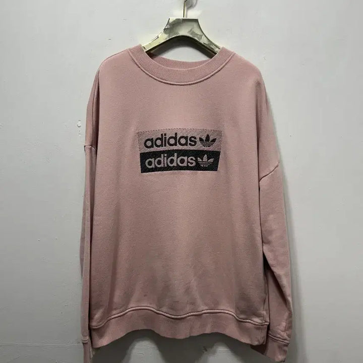 [BUNJANG] Adidas Pink Double Logo Sweatshirt / 아디다스 핑크 더블 로고 맨투맨 티셔츠 L