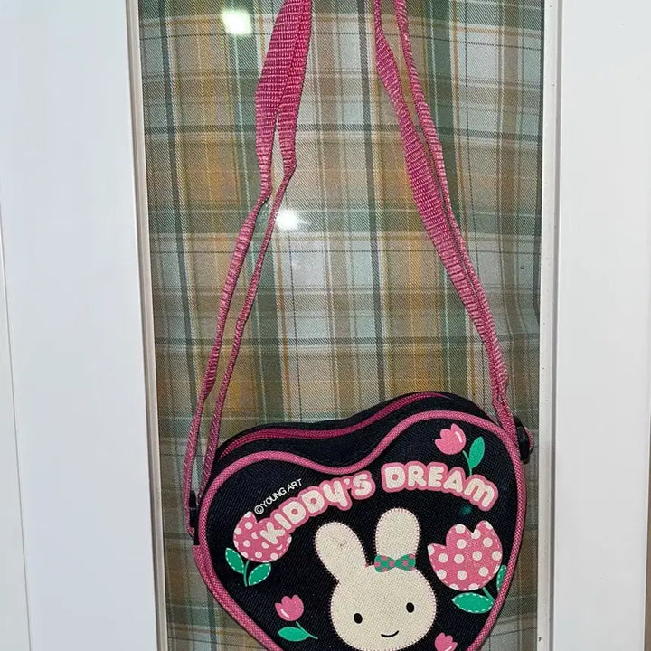 [BUNJANG] Young Art Kiddy Heart Mini Bag / 고전문구 영아트 키디 하트 핑크&amp;데님 미니 가방 크로스백 핸드백