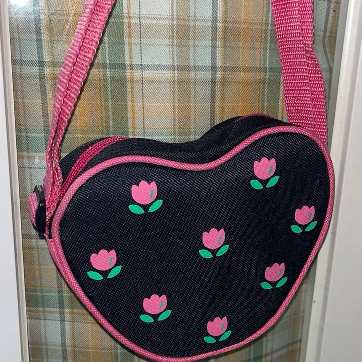 [BUNJANG] Young Art Kiddy Heart Mini Bag / 고전문구 영아트 키디 하트 핑크&amp;데님 미니 가방 크로스백 핸드백