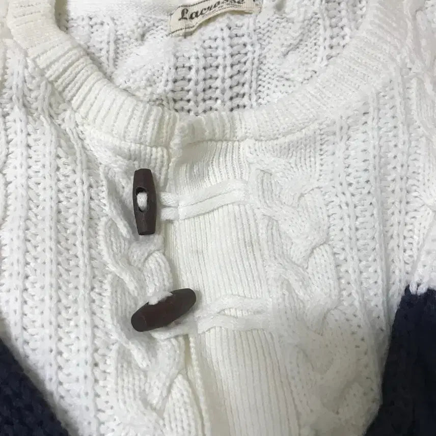 [BUNJANG] Navy Tricolor Tteokbokki Button Knit Top / 네이비 떡볶이 니트