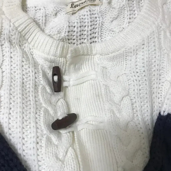 [BUNJANG] Navy Tricolor Tteokbokki Button Knit Top / 네이비 떡볶이 니트