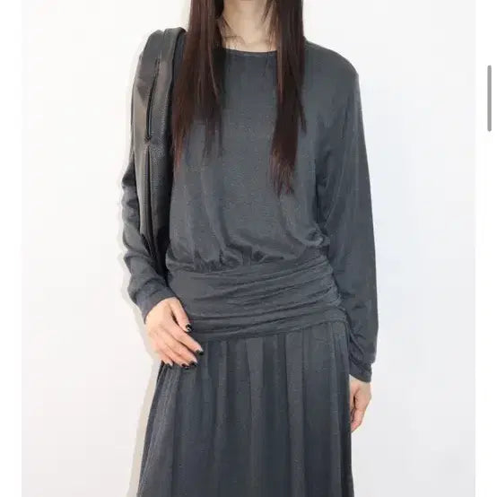 [BUNJANG] Rapture Drape Shirring Midi Dress - Black / 랩쳐 드레이프 셔링 미디 원피스 / 랩쳐 원피스