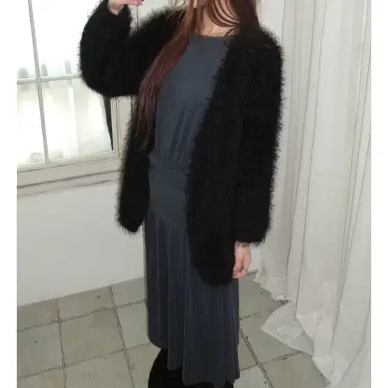 [BUNJANG] Rapture Drape Shirring Midi Dress - Black / 랩쳐 드레이프 셔링 미디 원피스 / 랩쳐 원피스