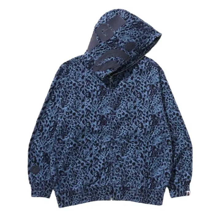 [BUNJANG] BAPE Wild Leopard Pattern Shark Hoodie / XXL)베이프 와일드 레오파드 패턴 샤크 후드