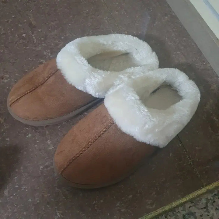 [BUNJANG] Brown Fur Slippers for Men and Women / 브라운 퍼 털실내화 겨울 슬리퍼 남성 여성