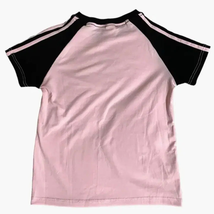 [BUNJANG] Pink Black Color Block Short Sleeve T-shirt / 핑크 검정 배색 반팔티