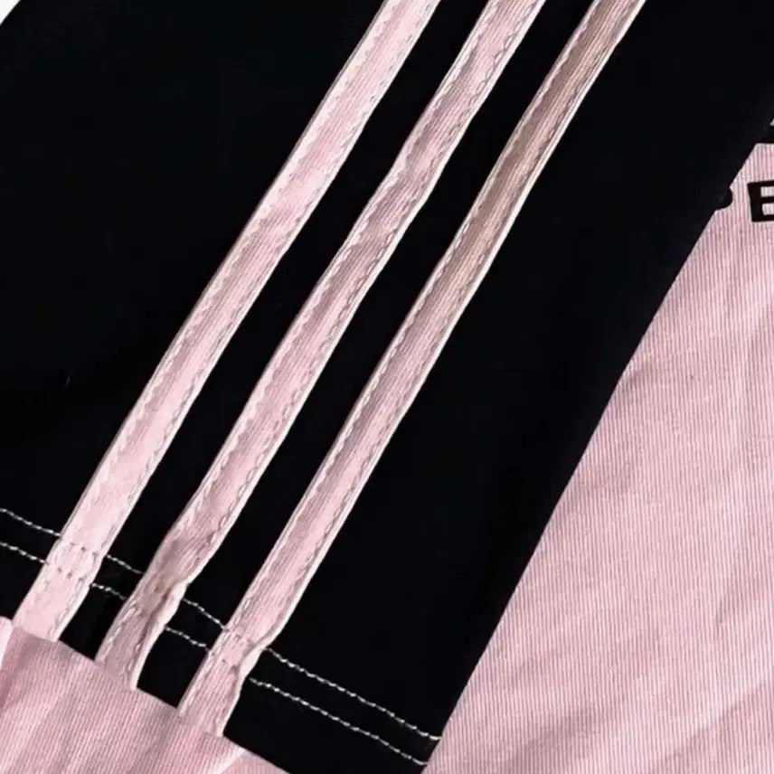 [BUNJANG] Pink Black Color Block Short Sleeve T-shirt / 핑크 검정 배색 반팔티