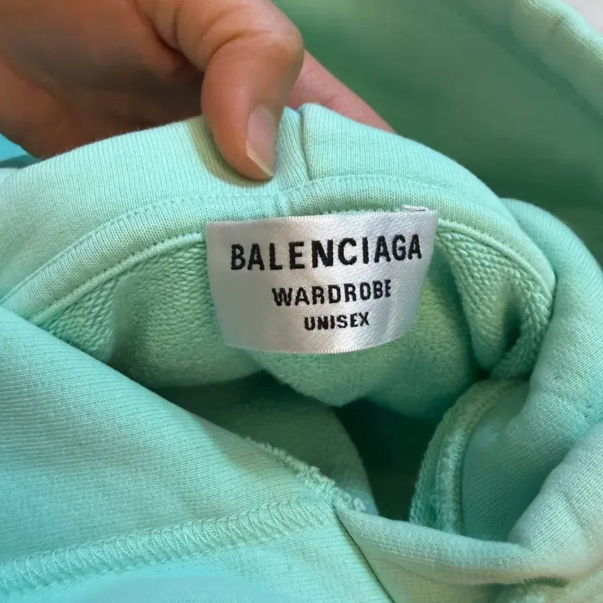 [BUNJANG] Balenciaga Logo Mint Hoodie (Oversized) - M / 발렌시아가 로고 민트 후드 오버핏 M
