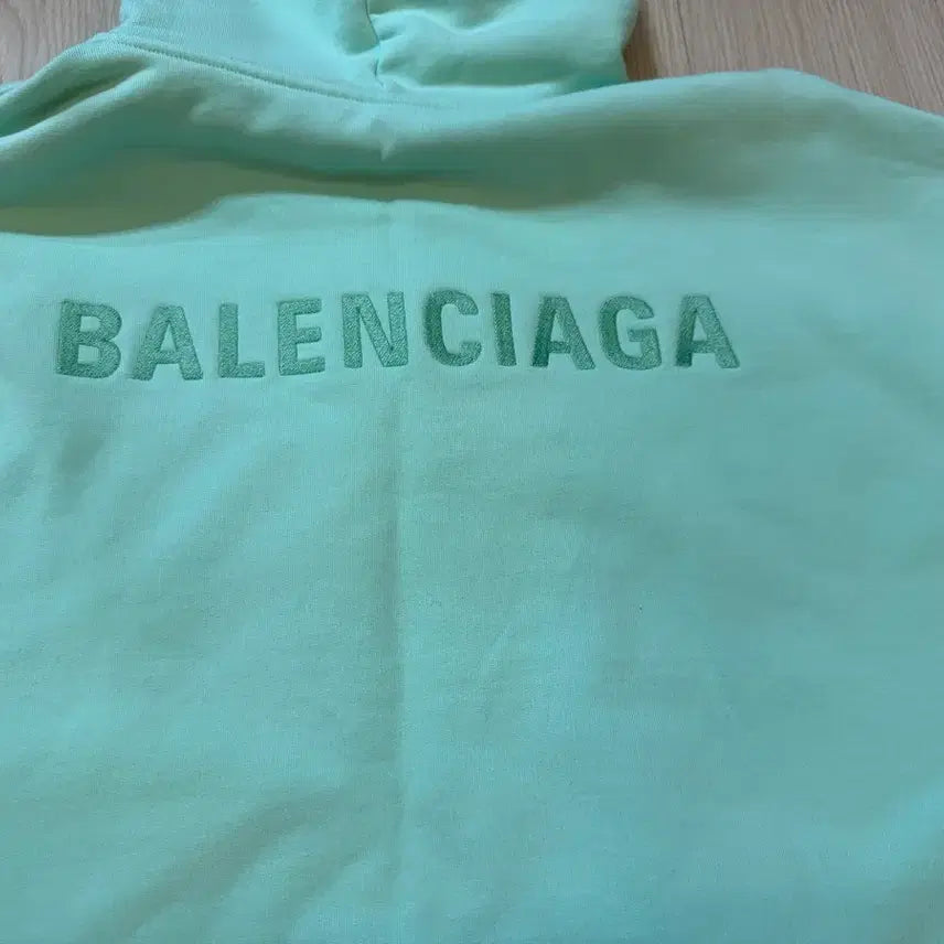 [BUNJANG] Balenciaga Logo Mint Hoodie (Oversized) - M / 발렌시아가 로고 민트 후드 오버핏 M