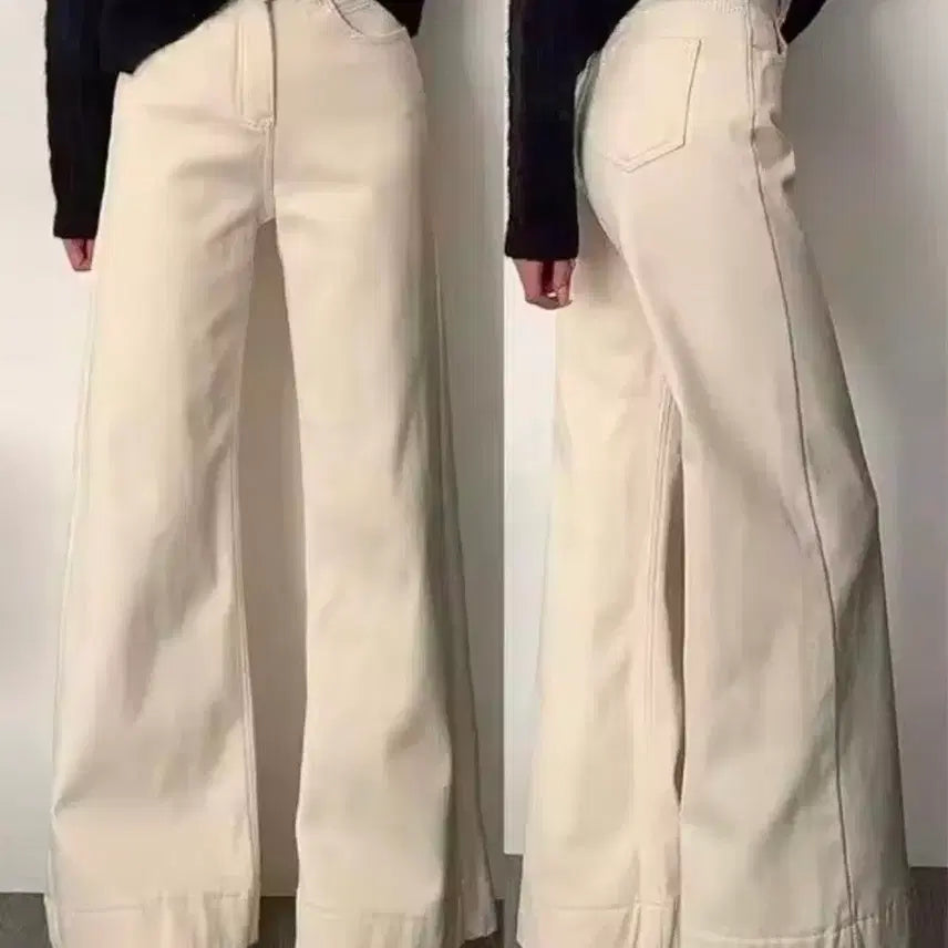 [SOLD OUT] 하이웨스트 아이보리 와이드 데님 팬츠