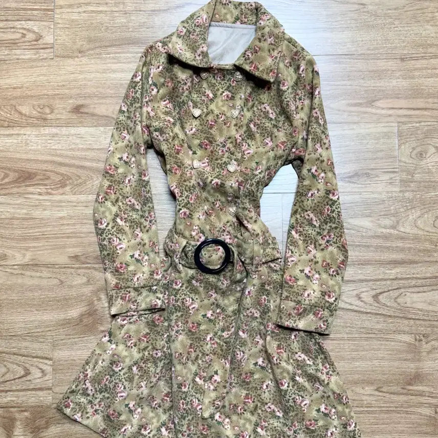 [BUNJANG] Vintage Brown Flower Belt Dress / 빈티지 브라운 플라워 벨트 원피스 히메갸루 로걀 라떼 리즈리사깔 모리걸