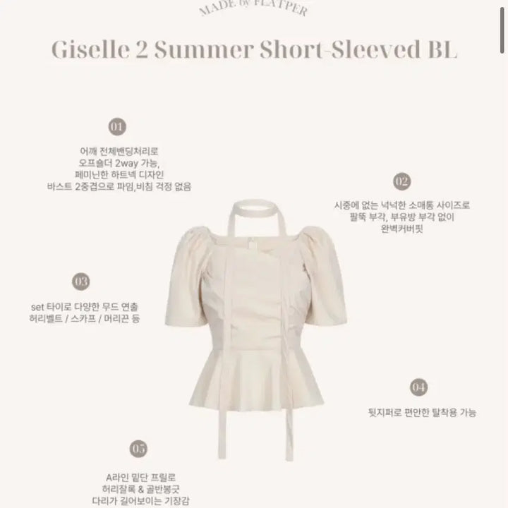 [BUNJANG] Flatper Giselle2 Summer Ver. Shirring Ribbon Belt Blouse / 플랫퍼 MADE 지젤2 썸머ver 셔링 리본 벨트 반팔 프릴 블라우스