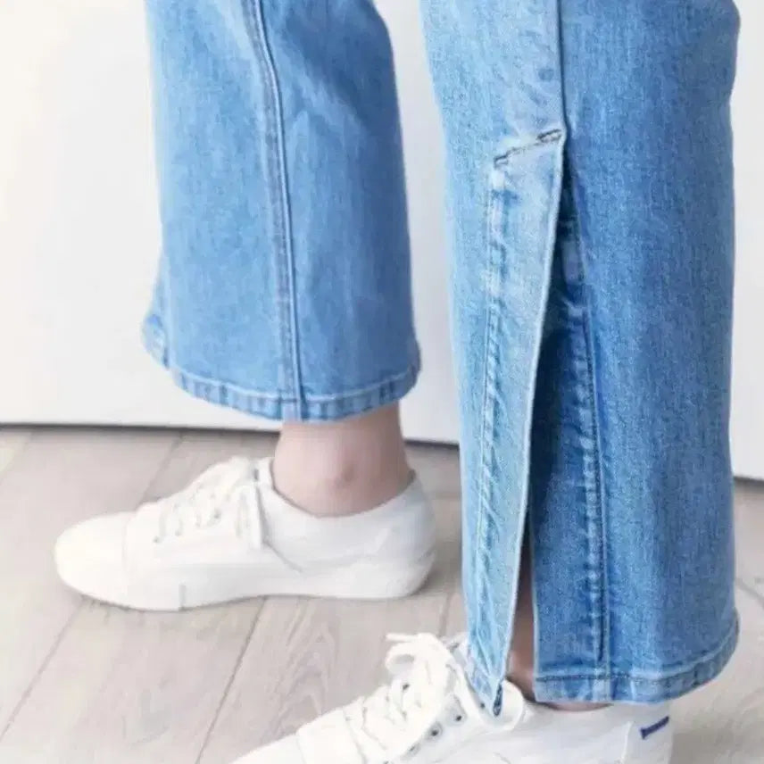 [BUNJANG] Kuho Plus Side Slit Straight Denim Pants (Size 1) / 구호플러스 사이드슬릿 스트레이트 데님팬츠 1사이즈