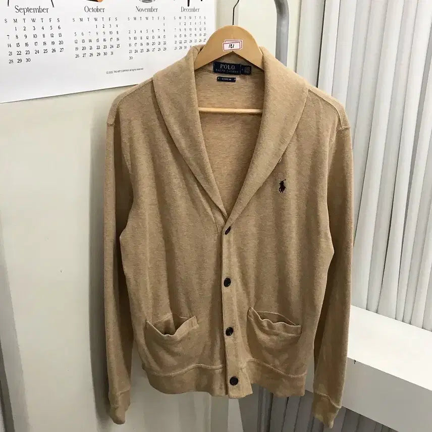 [BUNJANG] Polo Beige Shawl Collar Cardigan / 폴로 베이지 숄카라 가디건