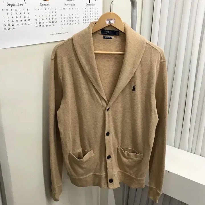 [BUNJANG] Polo Beige Shawl Collar Cardigan / 폴로 베이지 숄카라 가디건