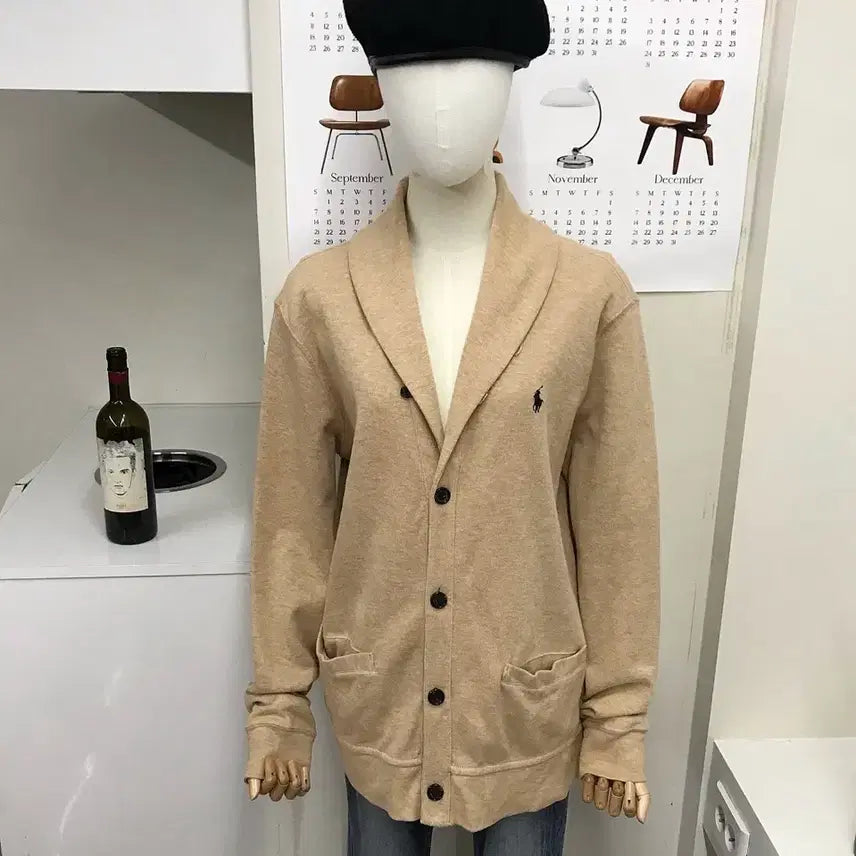 [BUNJANG] Polo Beige Shawl Collar Cardigan / 폴로 베이지 숄카라 가디건