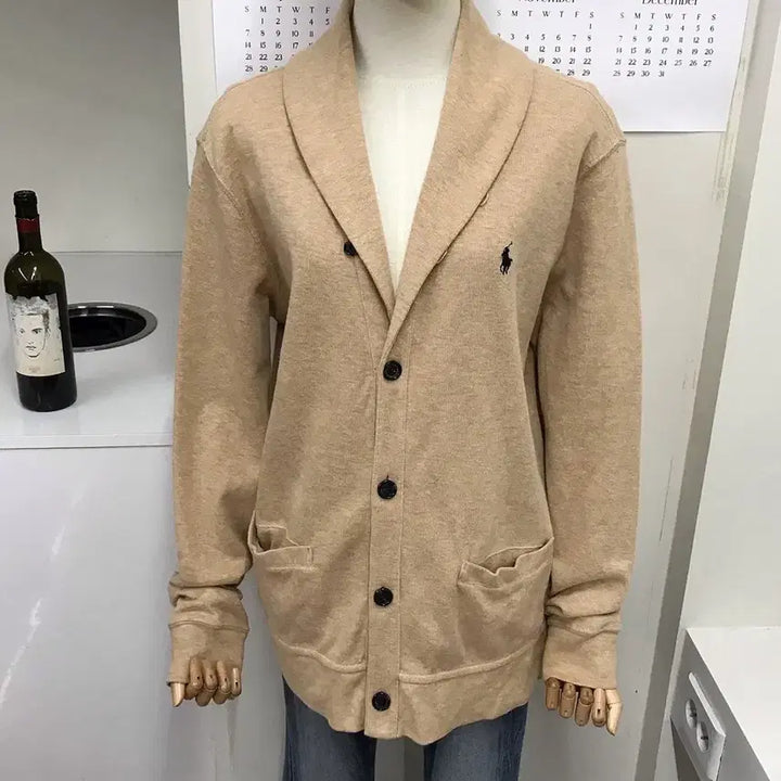 [BUNJANG] Polo Beige Shawl Collar Cardigan / 폴로 베이지 숄카라 가디건
