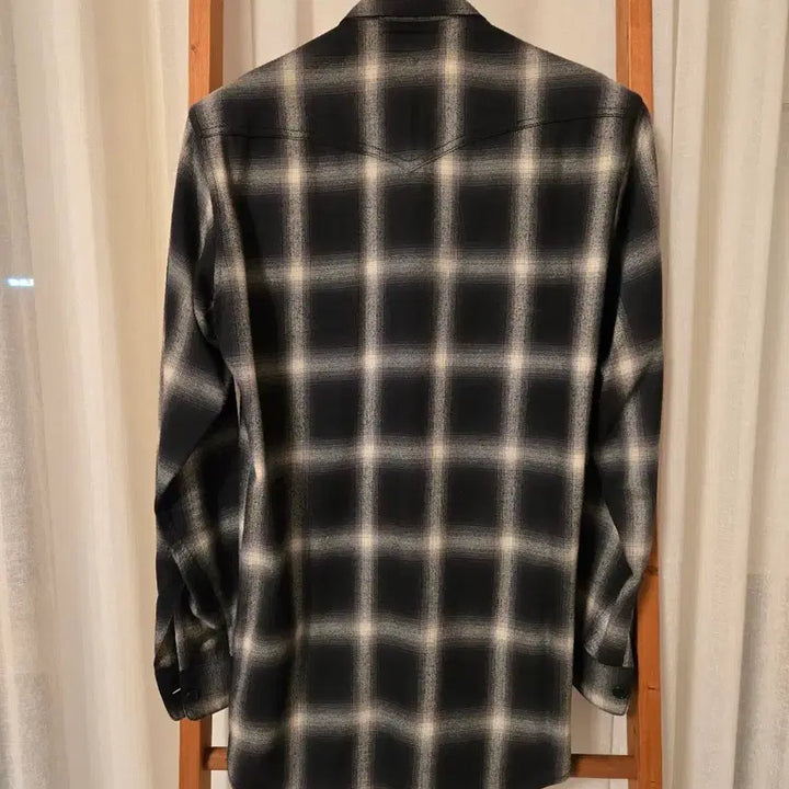 [BUNJANG] Saint Laurent Black Gray Check Shirt / 생로랑 블랙 그레이 체크 셔츠