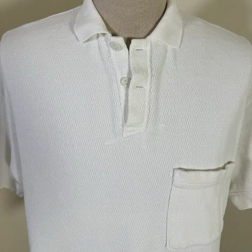 [BUNJANG] KAPITAL Heavy Waffle Polo Shirt / KAPITAL 캐피탈 헤비 와플 폴로 화이트 2사이즈