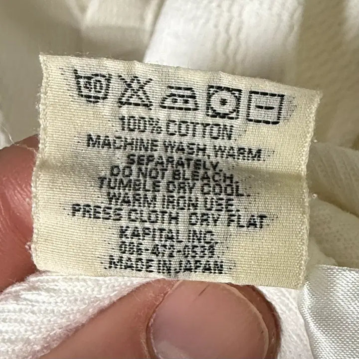 [BUNJANG] KAPITAL Heavy Waffle Polo Shirt / KAPITAL 캐피탈 헤비 와플 폴로 화이트 2사이즈