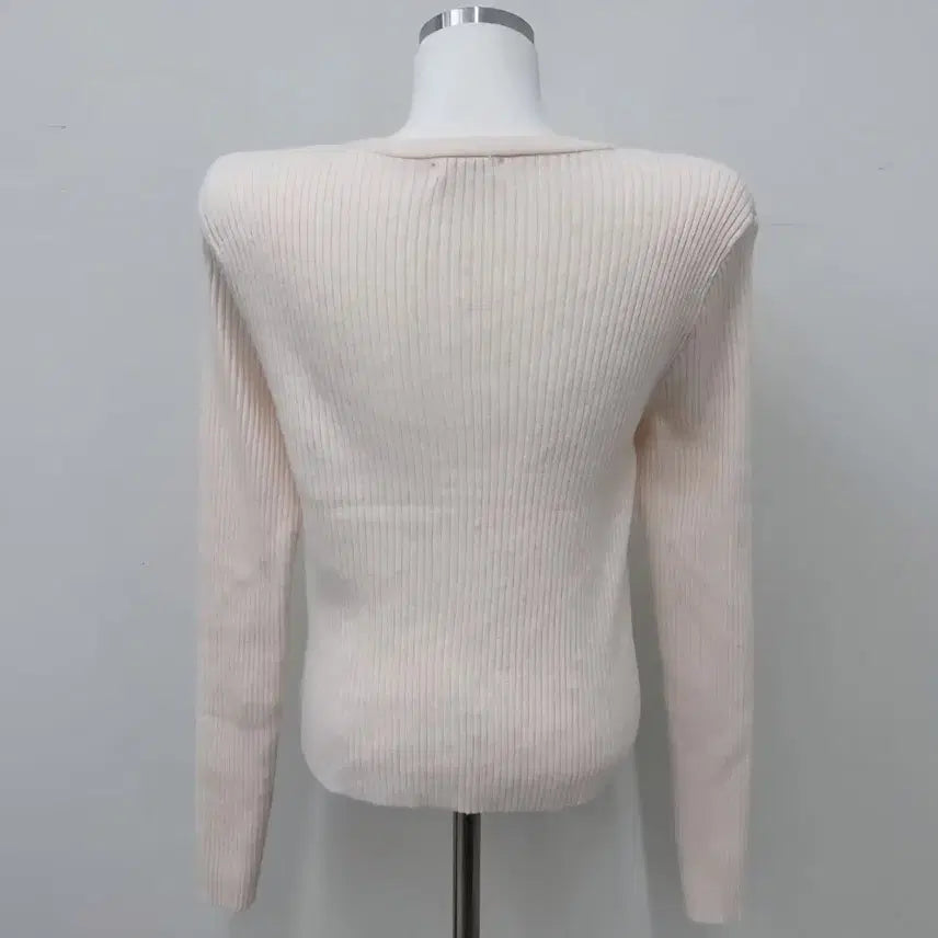 [BUNJANG] Daisy2L Como Dotto Round Span Ribbed Knit Cardigan Peach Pink / 데이지투엘 코모 또또 라운드 스판 골지 니트 가디건 여리핏 피치핑크