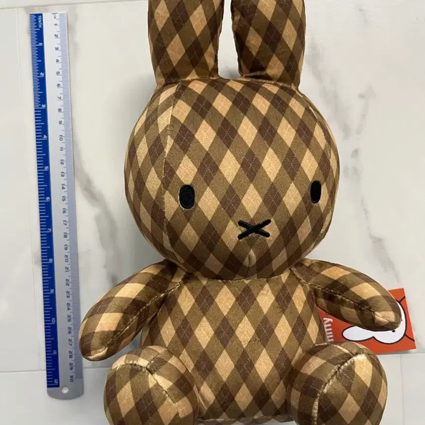 [BUNJANG] Miffy Mocha Checkered Medium Plush Doll / 미피 모카 체크무늬 중형 인형