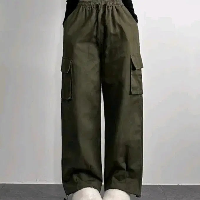[BUNJANG] Ablhy Khaki Wide Cargo Pants Y2K / 에이블리 카키 와이드 카고 팬츠 y2k