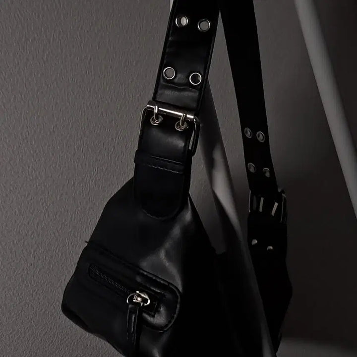 [BUNJANG] Leather Shoulder Bag / 펀칭 레더 숄더백