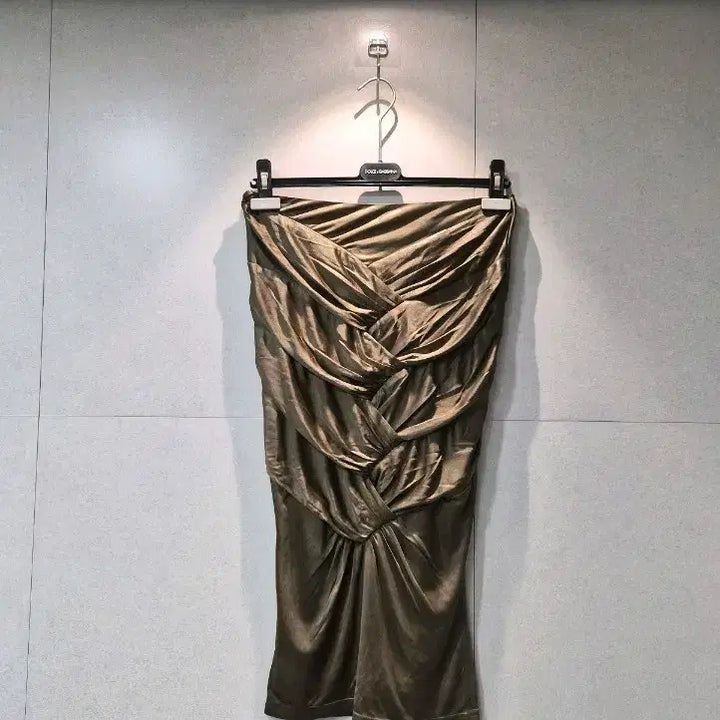 [BUNJANG] Gucci Khaki Shirred Midi Skirt / GUCCI 구찌 정품 카키 셔링 미디 스커트