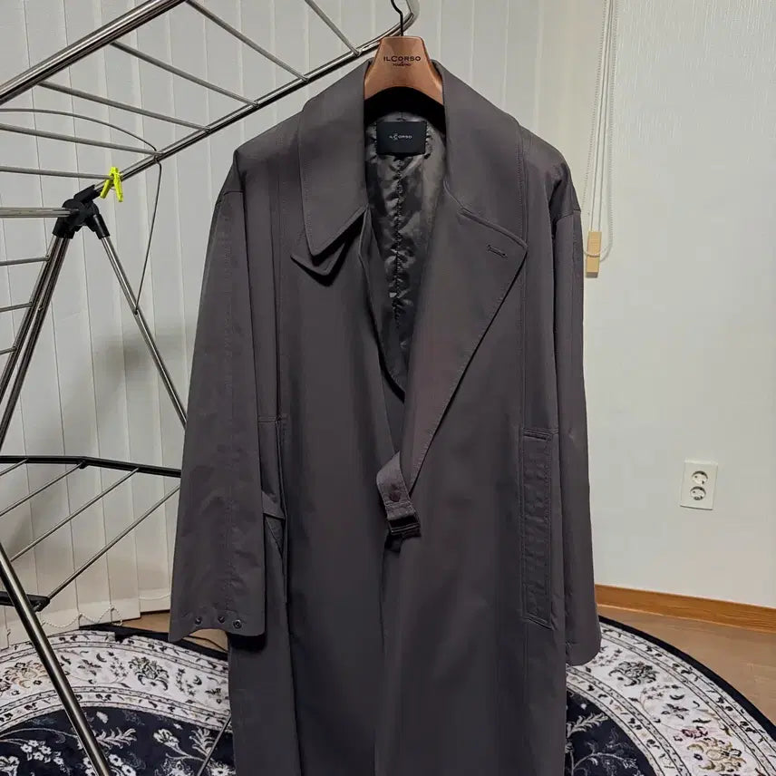 [BUNJANG] Il Corso Hidden Belted Trench Coat Khaki (105) / 일꼬르소 히든벨티드 트렌치코트 카키 (105)