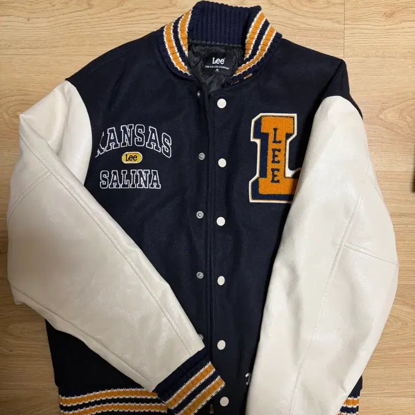 [BUNJANG] Lee Varsity Jacket Navy / lee 와펜 바시티 자켓 네이비