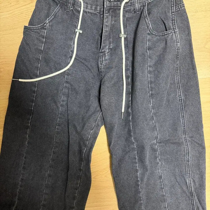 [BUNJANG] Good Life Works Wide Cut Balloon Denim Pants Black / 굿라이프웍스 와이드 절개 벌룬팬츠 데님 블랙