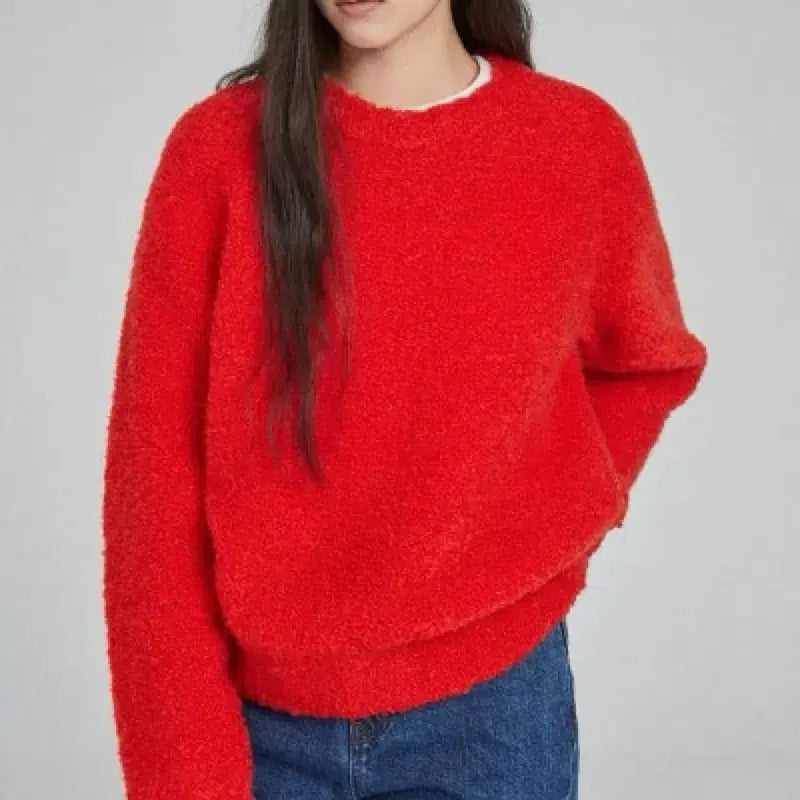 [BUNJANG] Shop Gade Boucle Knit Red Sweater / 샵게드 ged 부클 니트 레드