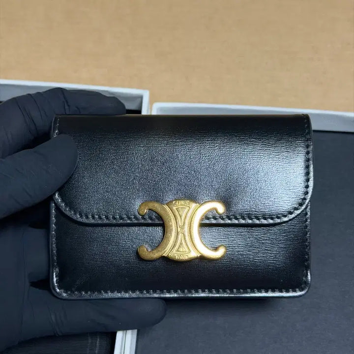 [BUNJANG] Celine Triomphe Card Wallet Black / 셀린느 트리옹프 카드지갑 블랙
