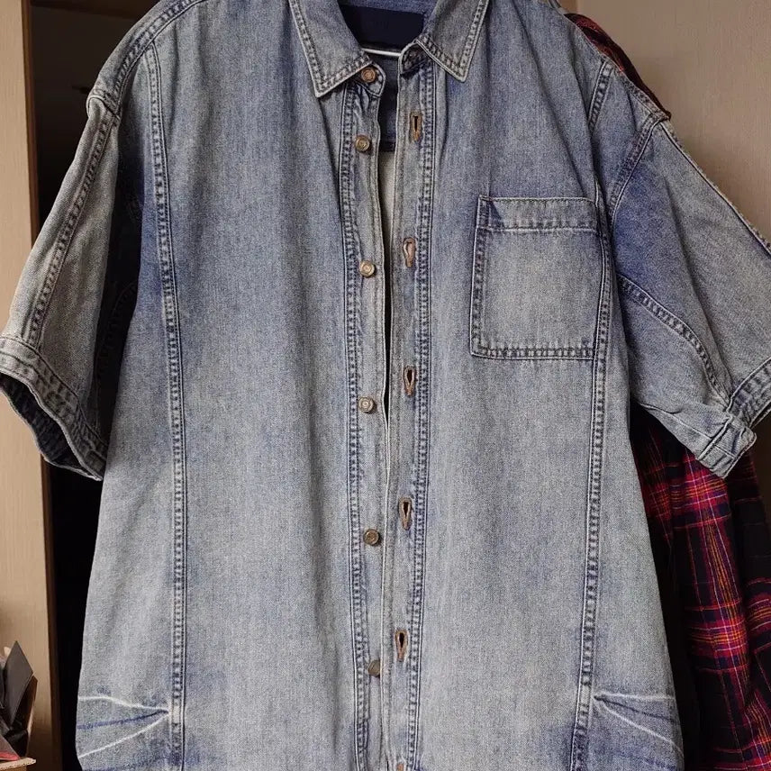 [BUNJANG] Juun.J 24SS Core Denim Short Sleeve Shirt Blue / [46/105] 준지 24SS 코어 데님 숏슬리브 셔츠 블루