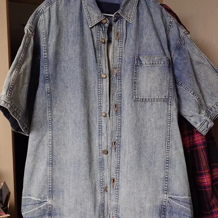 [BUNJANG] Juun.J 24SS Core Denim Short Sleeve Shirt Blue / [46/105] 준지 24SS 코어 데님 숏슬리브 셔츠 블루