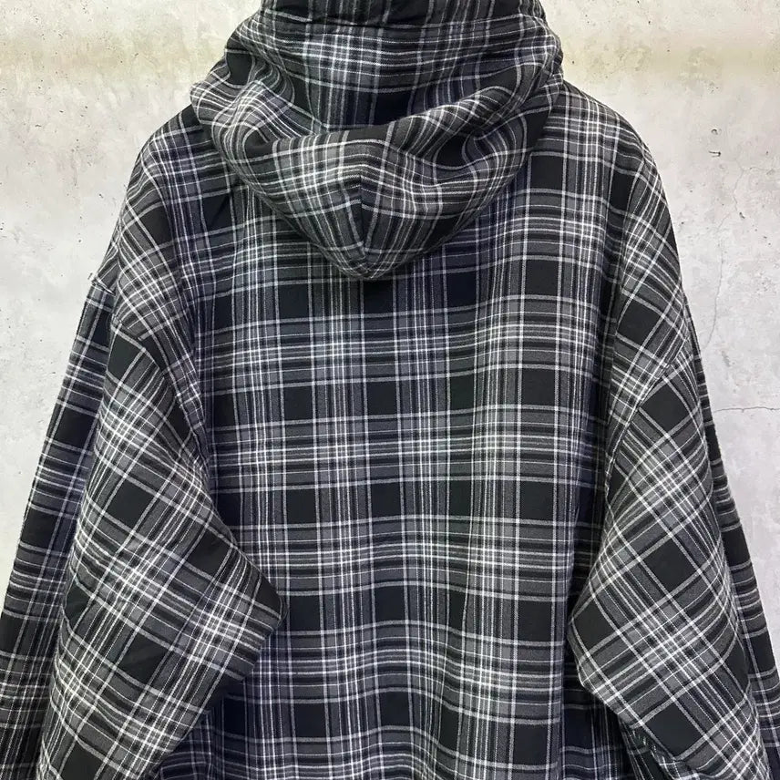 [BUNJANG] Balenciaga Men's Reversible Check Black Hoodie Zip-up / [S]발렌시아가 양면용 남성 체크 블랙 후드 집업